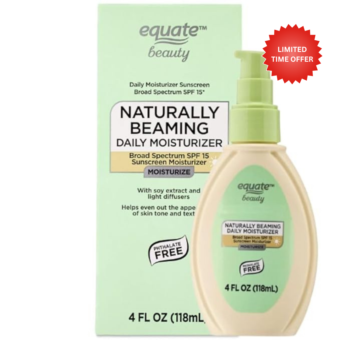 Equate Beauty Naturally Beaming Daily Moisturizer with Broad Spectrum SPF 15 Sunscreen, 4 FL OZ