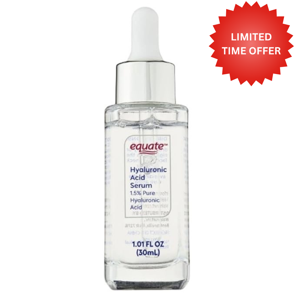 Equate Hyaluronic Acid Serum, 1.5% Pure Hyaluronic Acid, Fragrance Free, Dermatologist Tested, 1.01 FL OZ