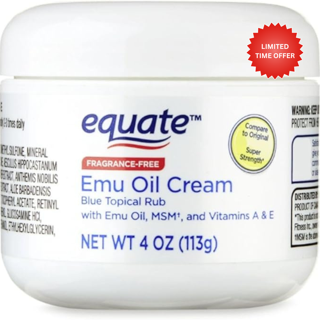 Equate Emu Oil Cream Blue Topical Rub, 4 oz, (2 Pack)