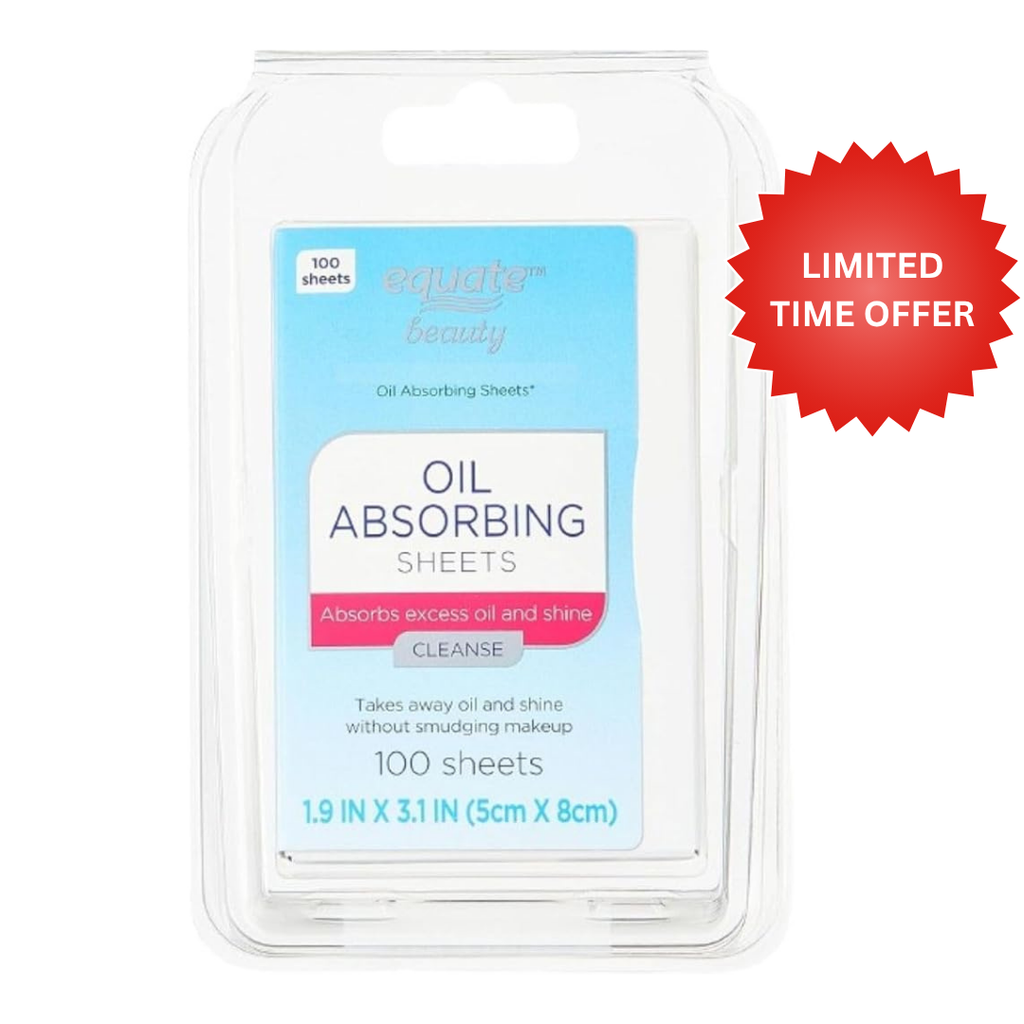 Equate Beauty Oil Absorbing Sheets, 100 Sheets, 1.9 x 3.1 Inches, Fragrance Free (2 PACK)