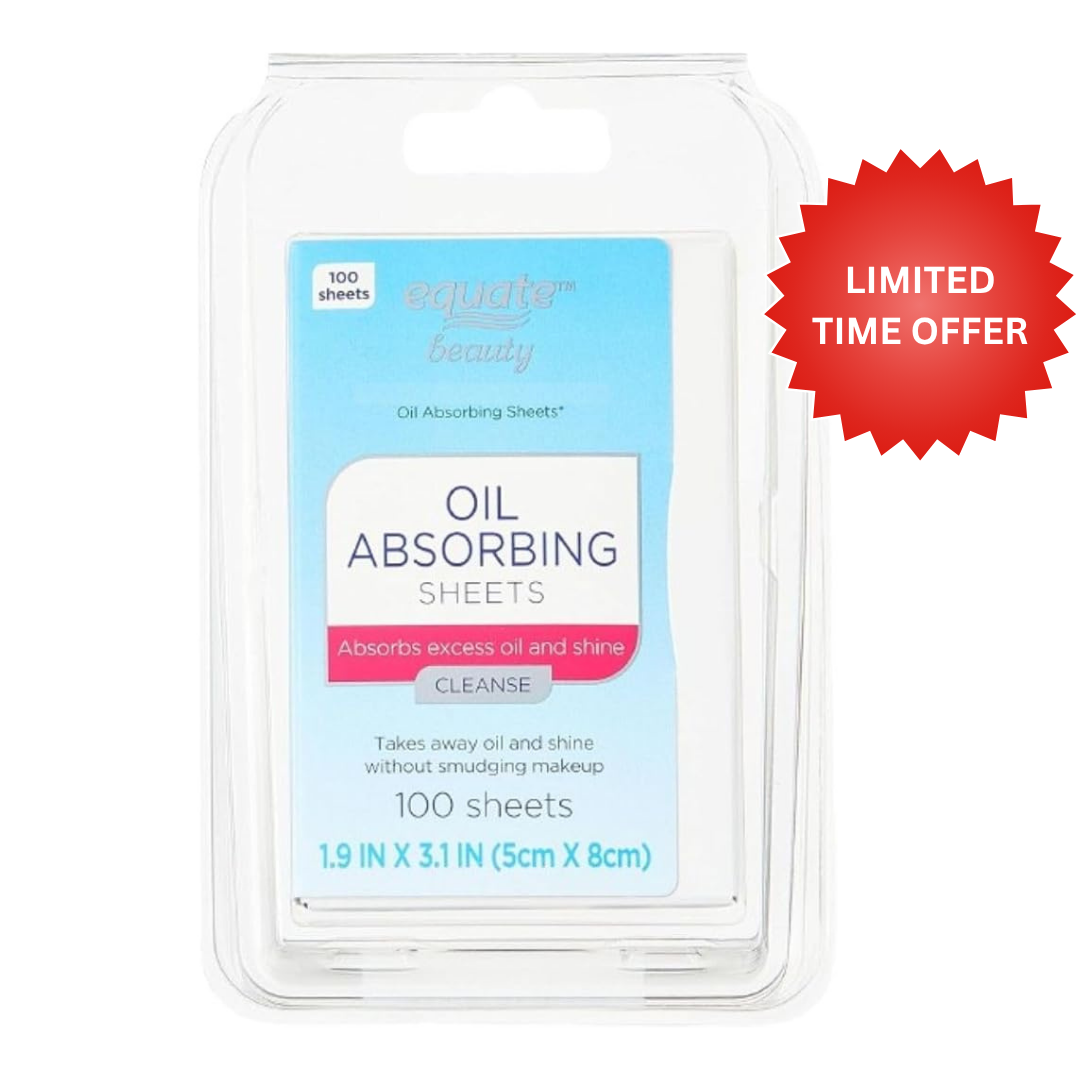Equate Beauty Oil Absorbing Sheets, 100 Sheets, 1.9 x 3.1 Inches, Fragrance Free (2 PACK)
