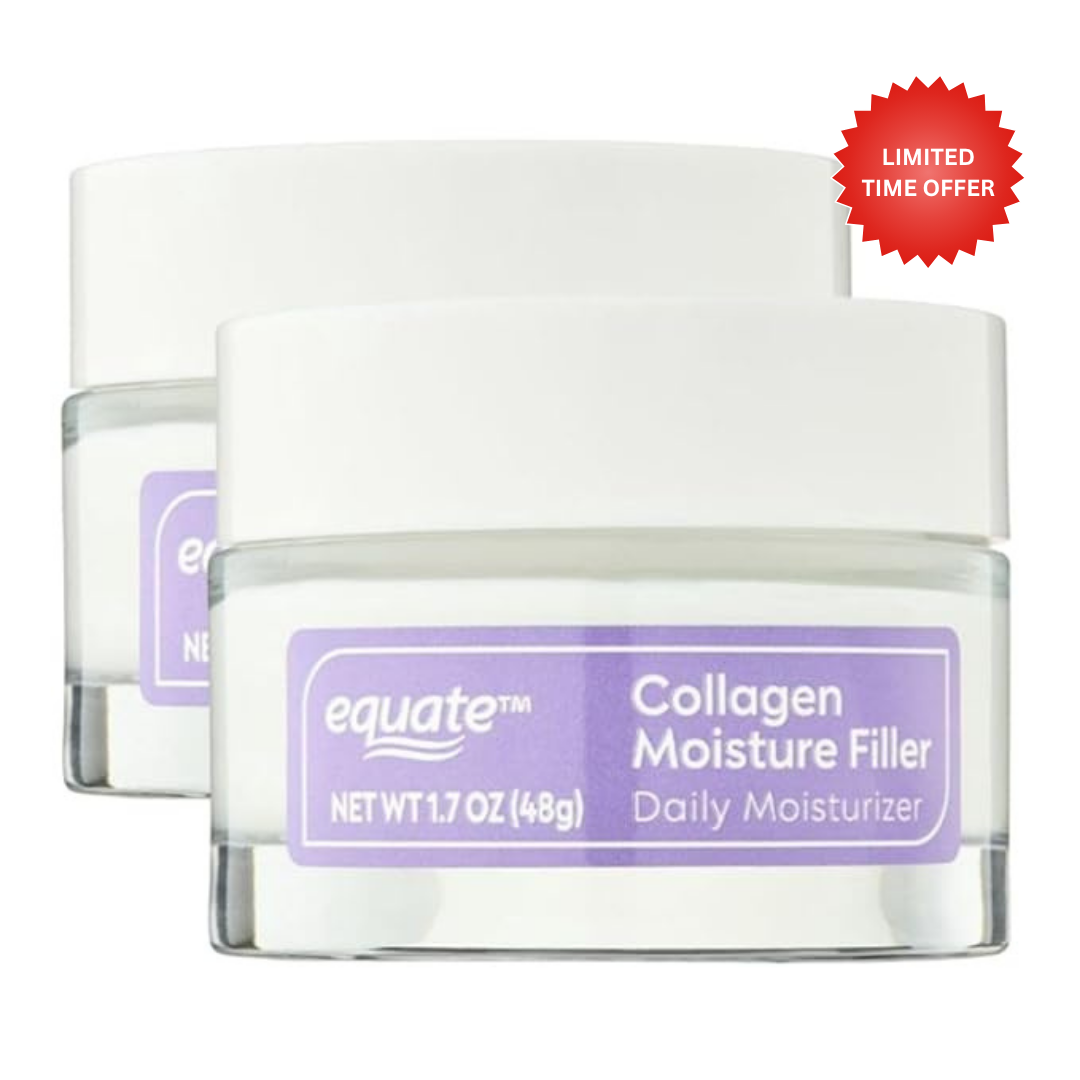 Equate Collagen Moisture Filler Daily Moisturizer, 1.7 oz, Hydrating Cream for Fine Lines and Firmness (2 Pack)