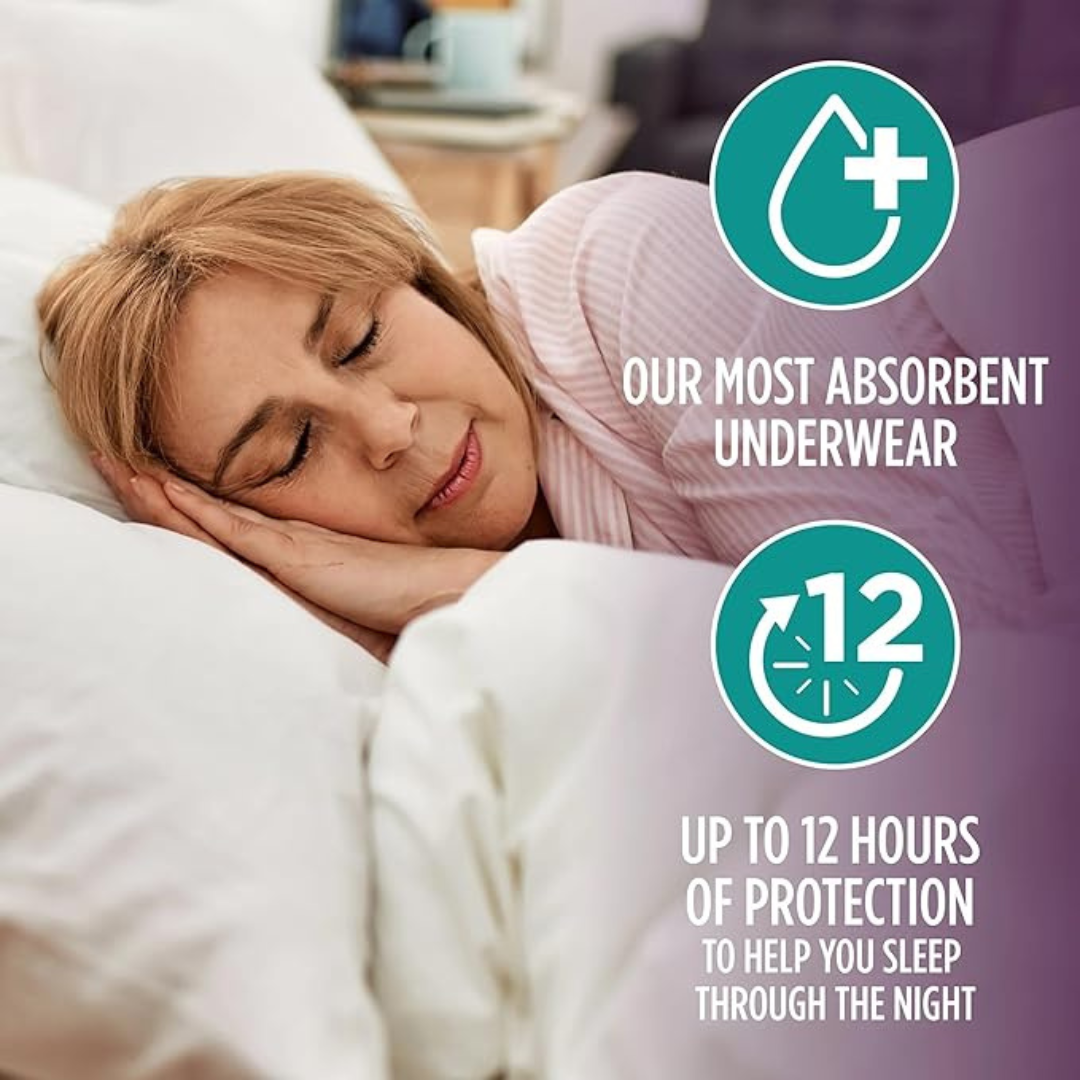 Assurance Women's Incontinence & Postpartum Underwear, S/M, Overnight Maximum Absorbency (16 Count), Samll/Medium, White