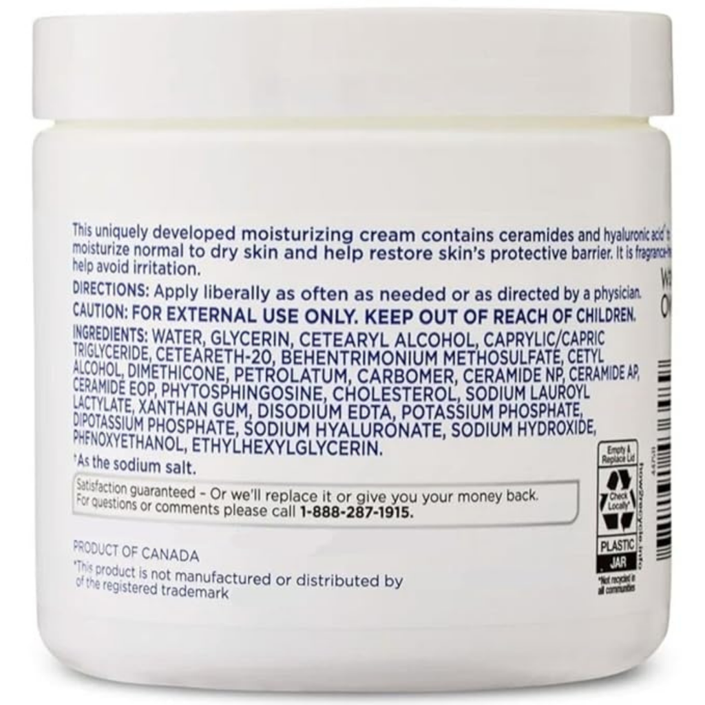 Equate Beauty Moisturizing Cream with Ceramides and Hyaluronic Acid, Daily Moisturizer For Normal to Dry Skin,Moisturizing Cream, 16 oz (3 Pack)