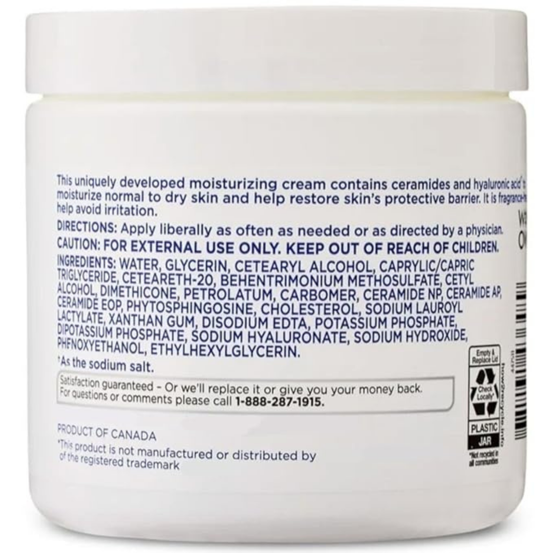 Equate Beauty Moisturizing Cream with Ceramides and Hyaluronic Acid, Daily Moisturizer For Normal to Dry Skin,Moisturizing Cream, 16 oz (3 Pack)
