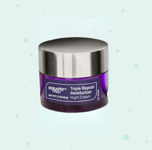 Equate Triple Repair Moisturizer Night Cream, For All Skin Types, Dermatologist Tested, 1.7 oz, (2 Pack)