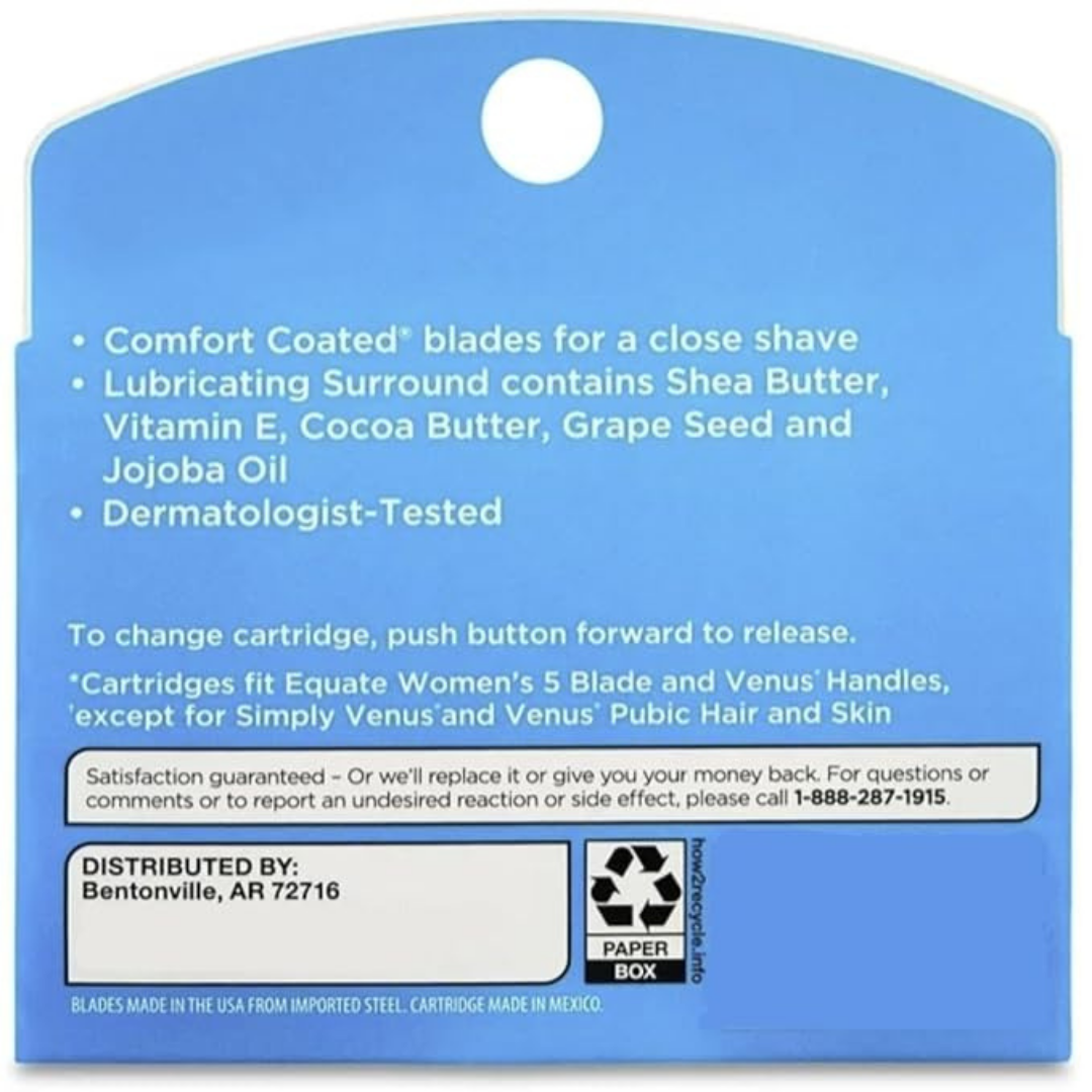 Equate Women's Ultimate 5 Blade Razor Refill Cartridges with Shea Butter, Vitamin E, 6 Count (2 PACK)
