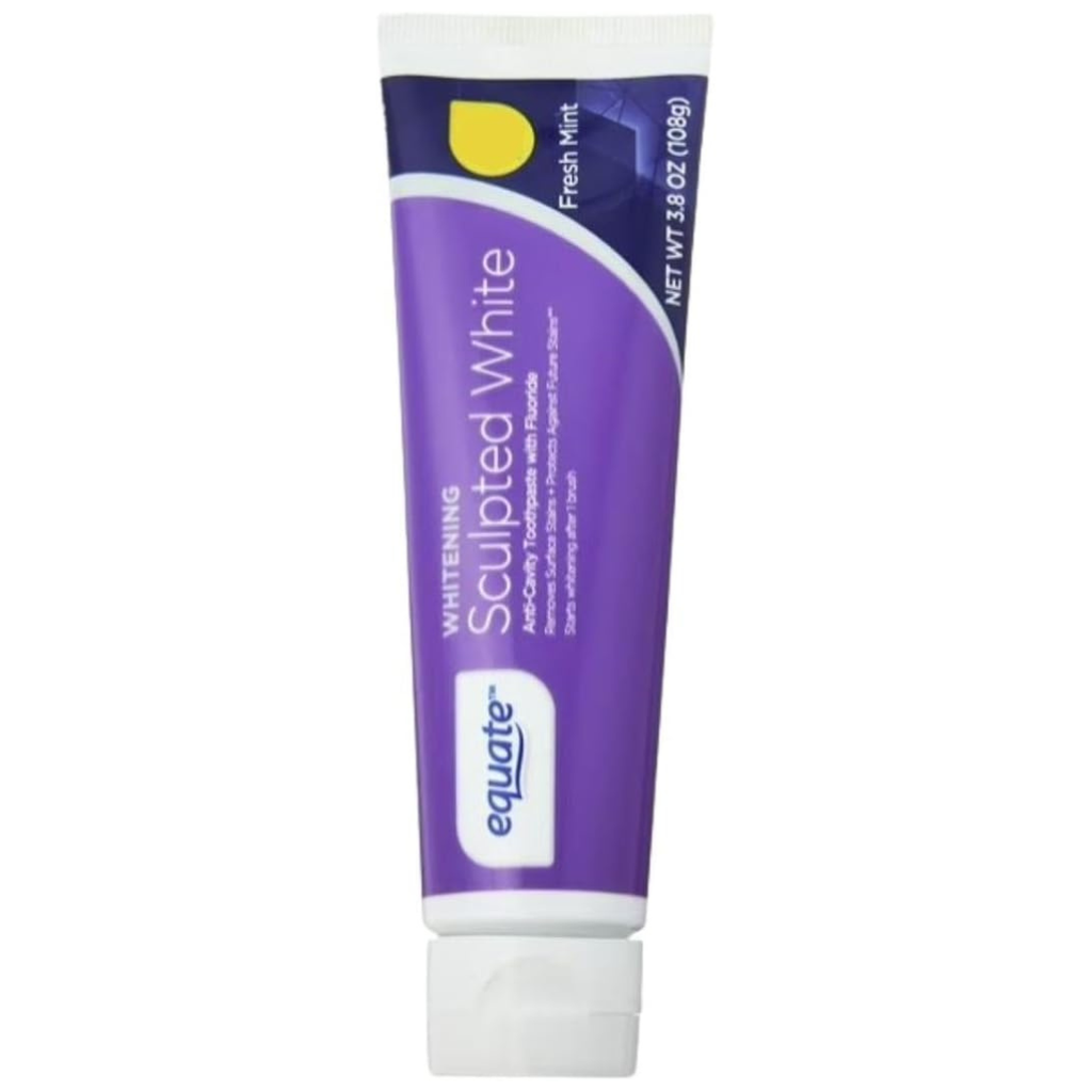 Equate Sculpted White Whitening Anti-Cavity Toothpaste with Fluoride, Fresh Mint, 3.8 oz, 2 Pack