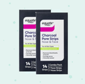 Equate Charcoal Pore Strips for Nose and Face, Removes Blackheads Oil and Dirt, 14 Strips, 7 Face 7 Nose, Dermatologist Tested (2 PACK)