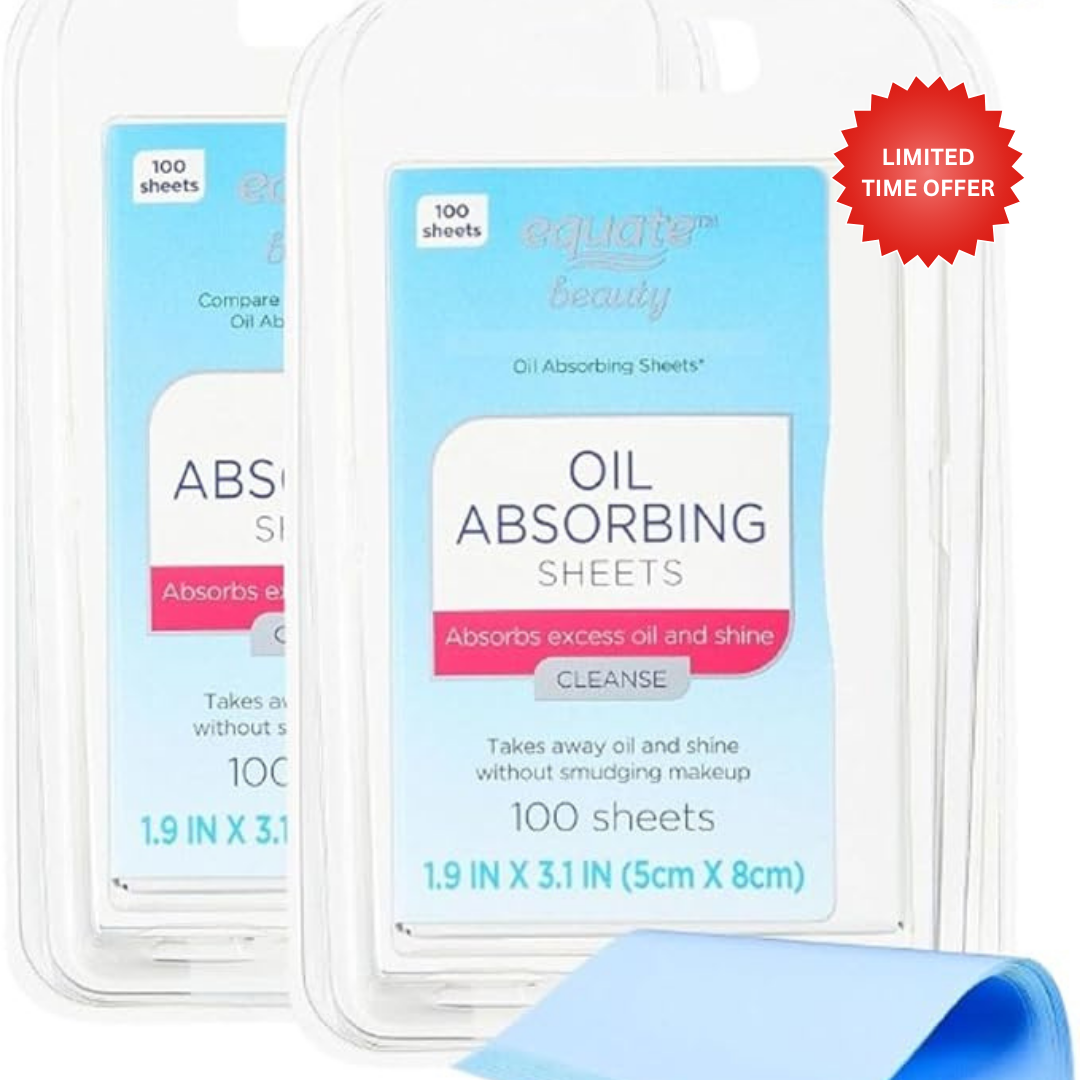 Equate Beauty Oil Absorbing Sheets, 100 Sheets, 1.9 x 3.1 Inches, Fragrance Free (2 PACK)
