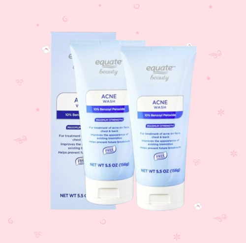 Equate Beauty Maximum Strength Acne Wash, 10% Benzoyl Peroxide, Face and Body Cleanser, 5.5 oz (2 Pack)