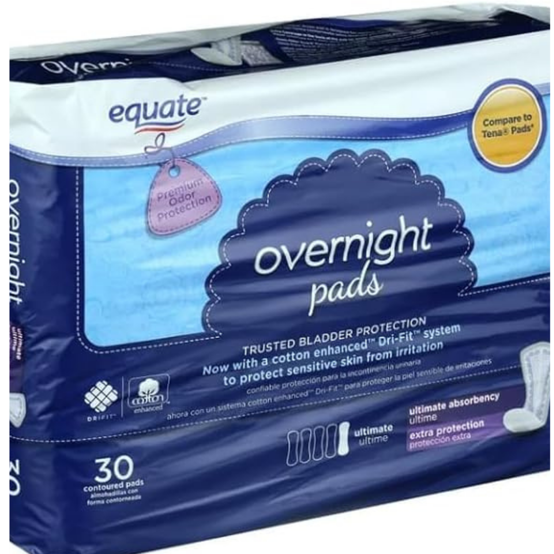 Equate Women's Incontinence Pads, Overnight (30 Count)