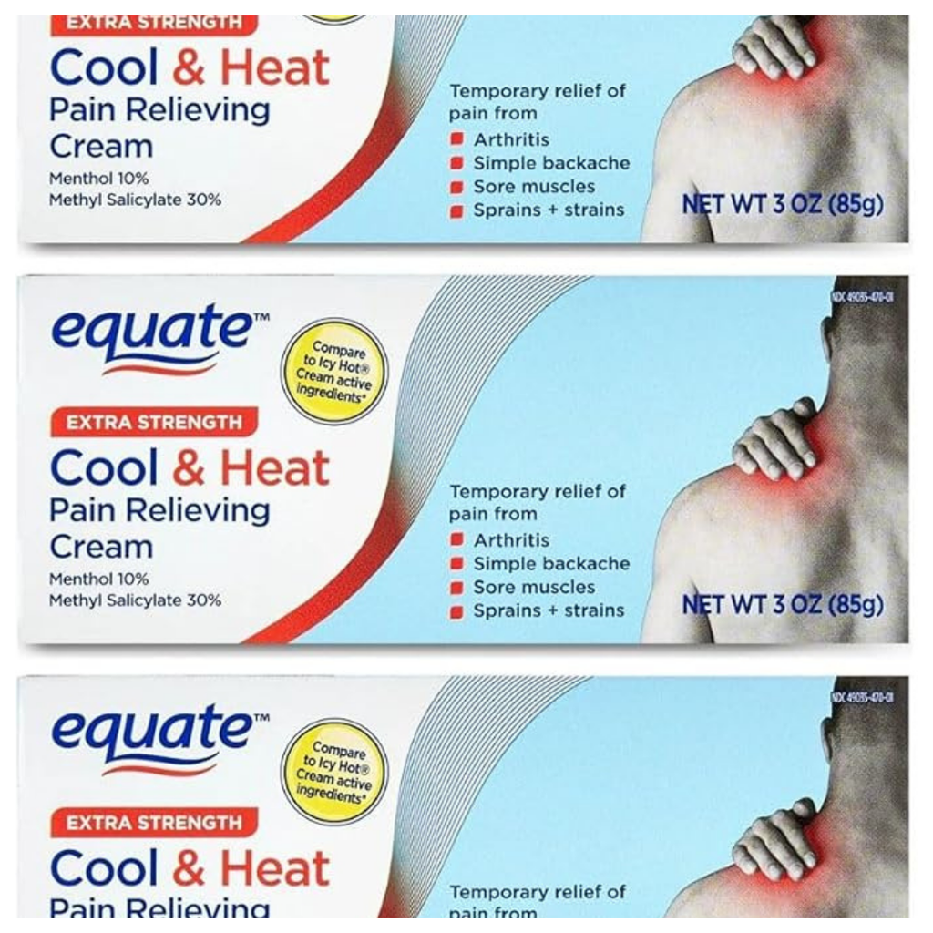 Equate Extra Strength Cool & Heat Pain Relieving Cream, 3 oz, Pack of 3