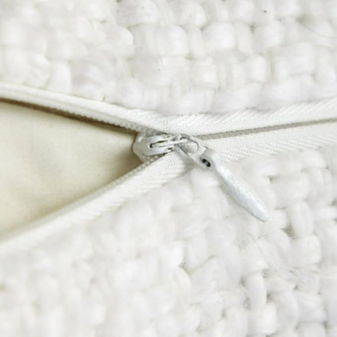 Blazeeria & Co Boucle Oblong Decorative Pure Cotton Pillow with Fringe 14 in x 24 in (White)