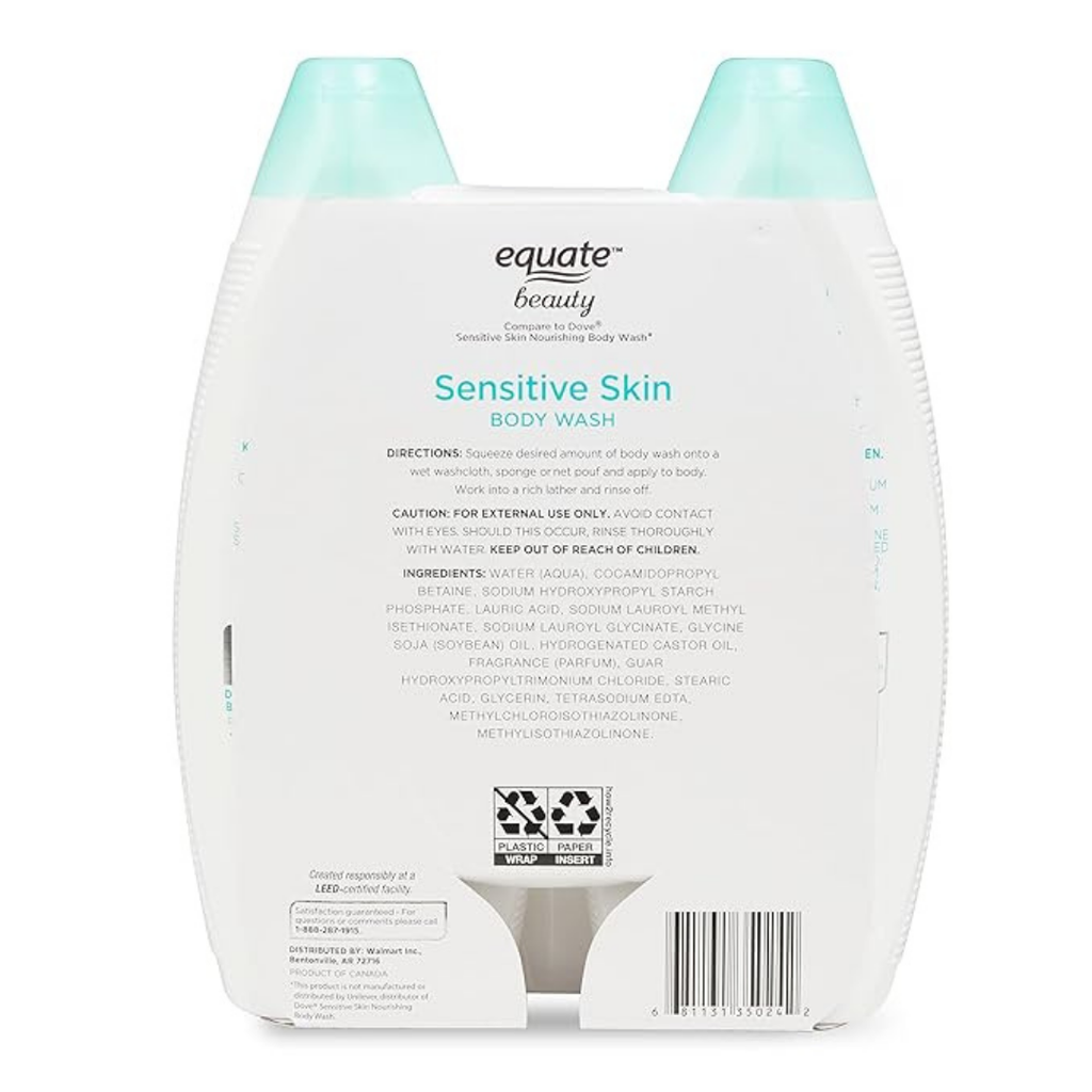 Equate Sensitive Skin Body Wash, 2X 22 fl. Oz. (2 Pack)