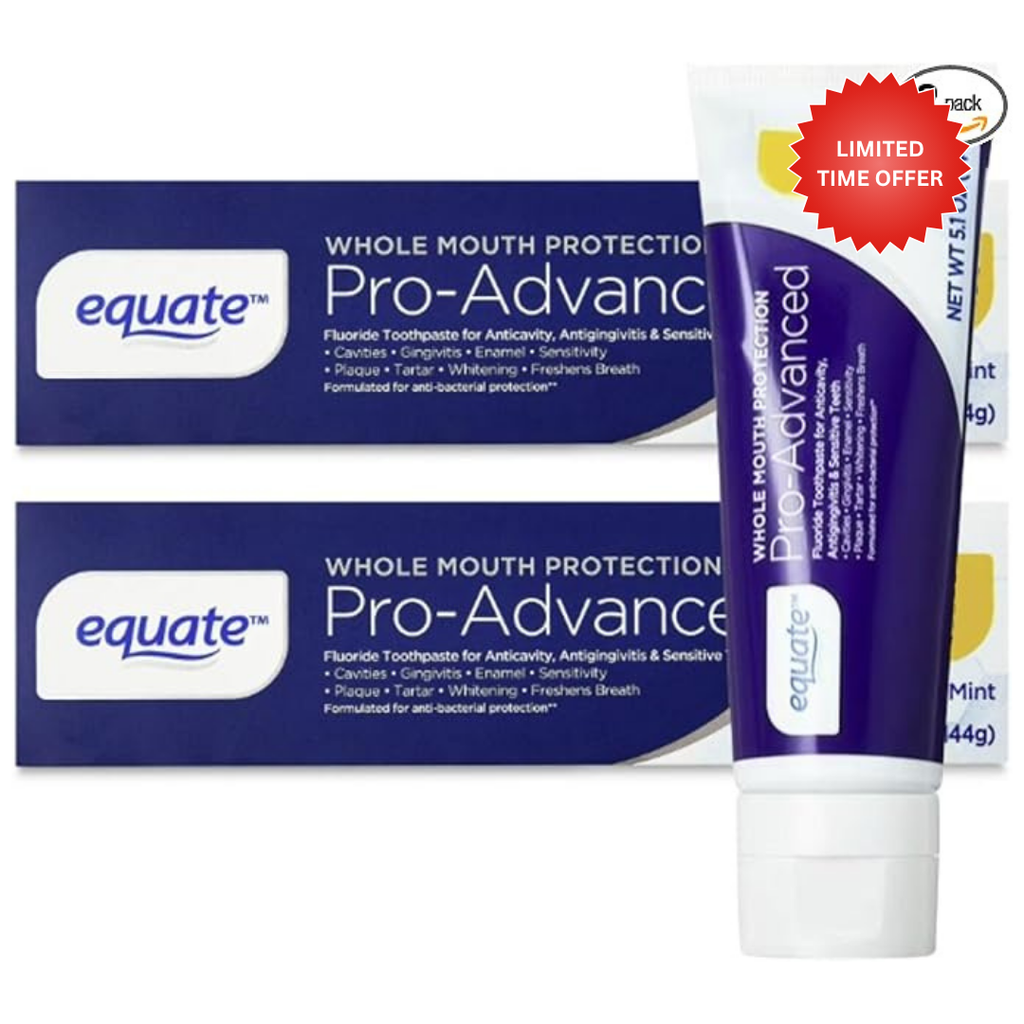 Equate Pro-Advanced Whole Mouth Protection Fluoride Toothpaste, Deep Clean Mint, 5.1 oz, 2 Pack