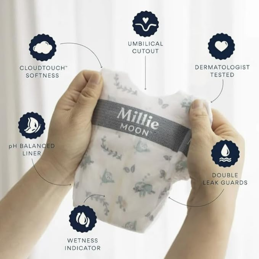 Millie_Moon Luxury Diapers - Newborn - (88ct)