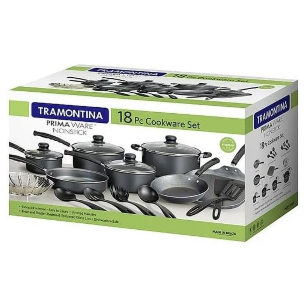 Blazeeria Primaware 18 Piece Nonstick Pots & Pans Cookware Set Kitchen Kitchenware Cooking NEW (GRAY)