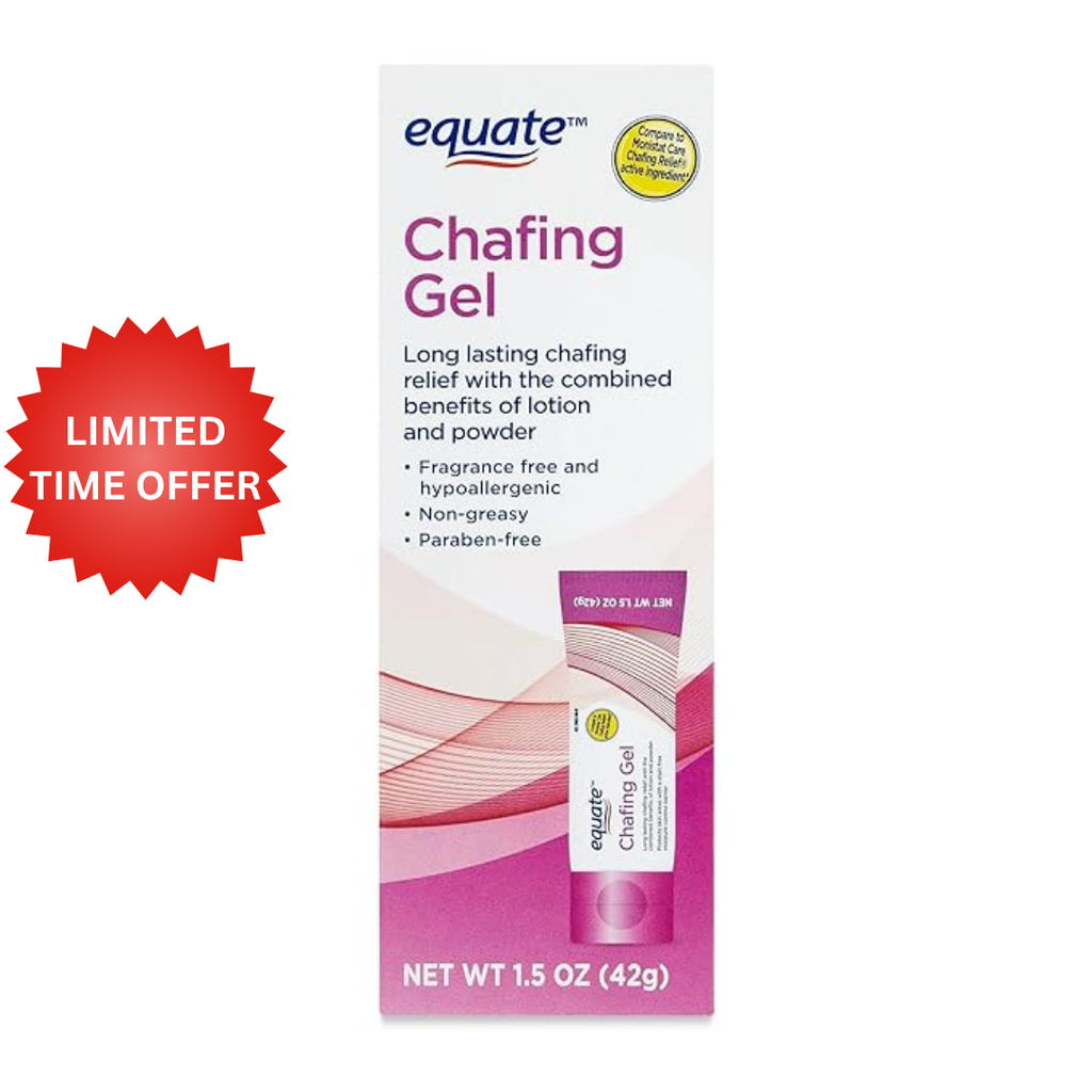 Equate Chafing Relief Gel, Anti-Chafe Protection, Fragrance/Talc/Paraban Free Chafing Gel, 1.5 Oz, (2 pack)
