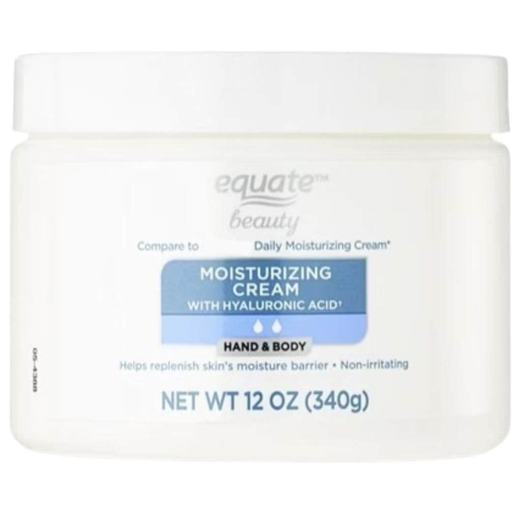 Equate Cream Facial Moisturizing With Hyaluronic Acid, 12 Oz, Daily Moisturizing Cream - Uniquely Developed Hand And Body Moisturizing Cream With Hyaluronic Acid (3 Pack)