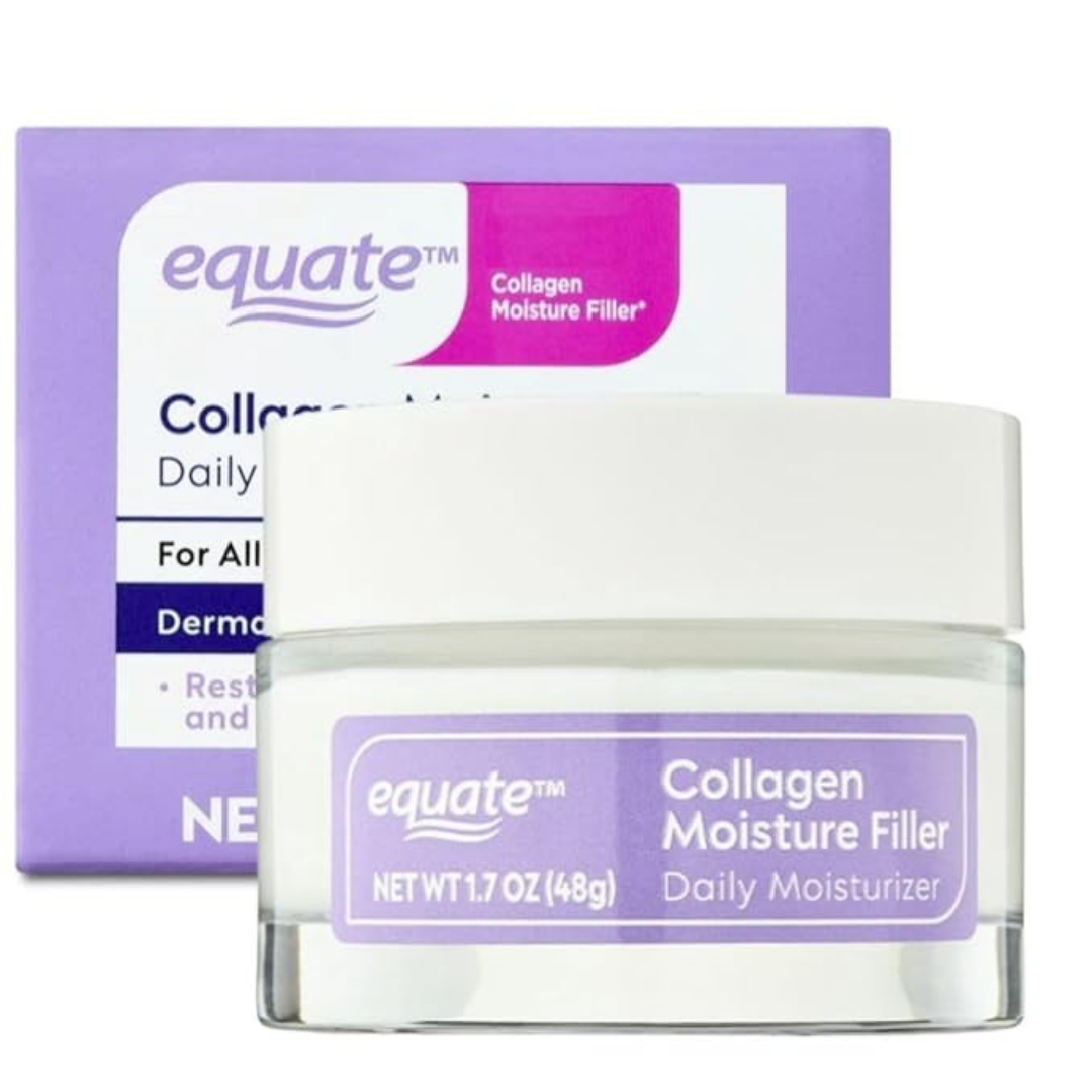 Equate Collagen Moisture Filler Daily Moisturizer, 1.7 oz, Hydrating Cream for Fine Lines and Firmness (2 Pack)