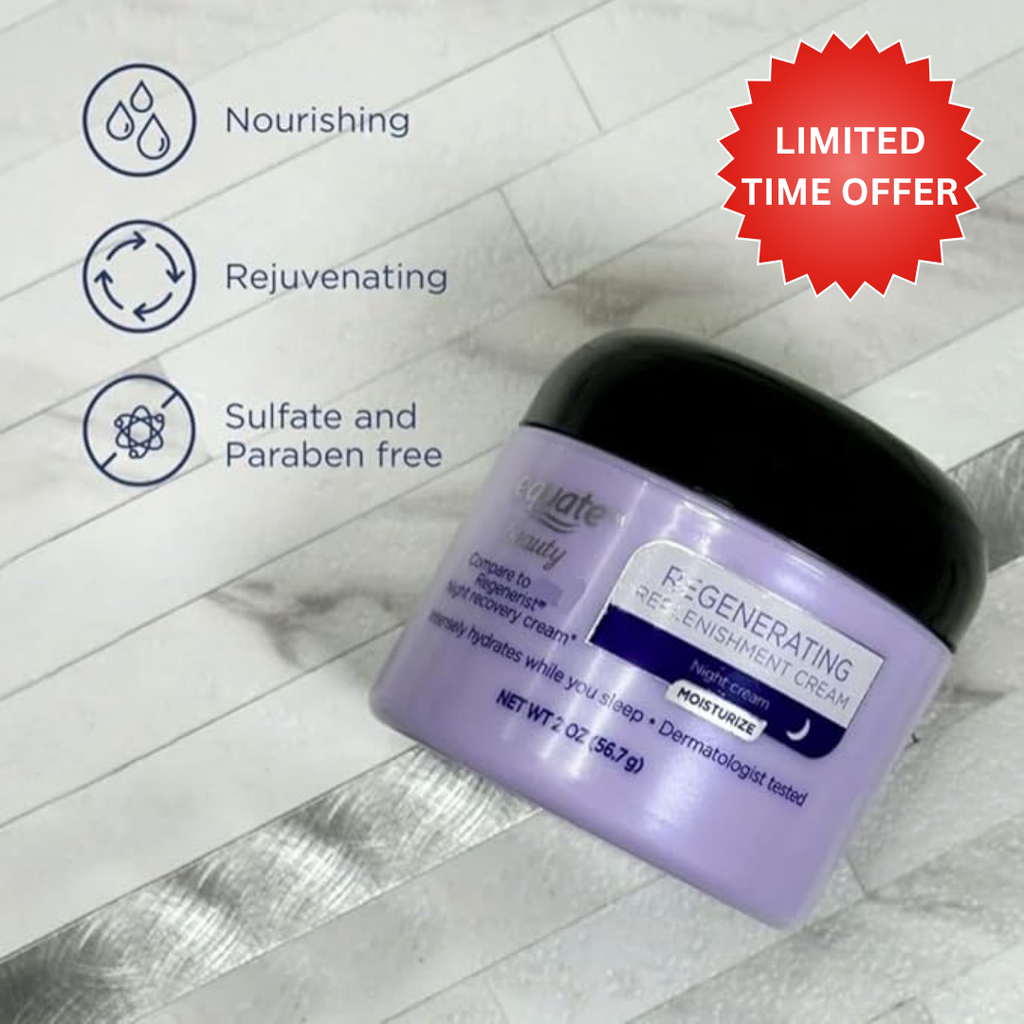 Equate Regenerating Replenishment Night Cream for Moisturizing Face Care, 2 oz, Night Recovery Cream