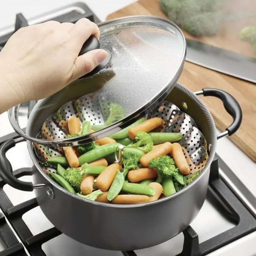 Blazeeria Primaware 18 Piece Nonstick Pots & Pans Cookware Set Kitchen Kitchenware Cooking NEW (GRAY)