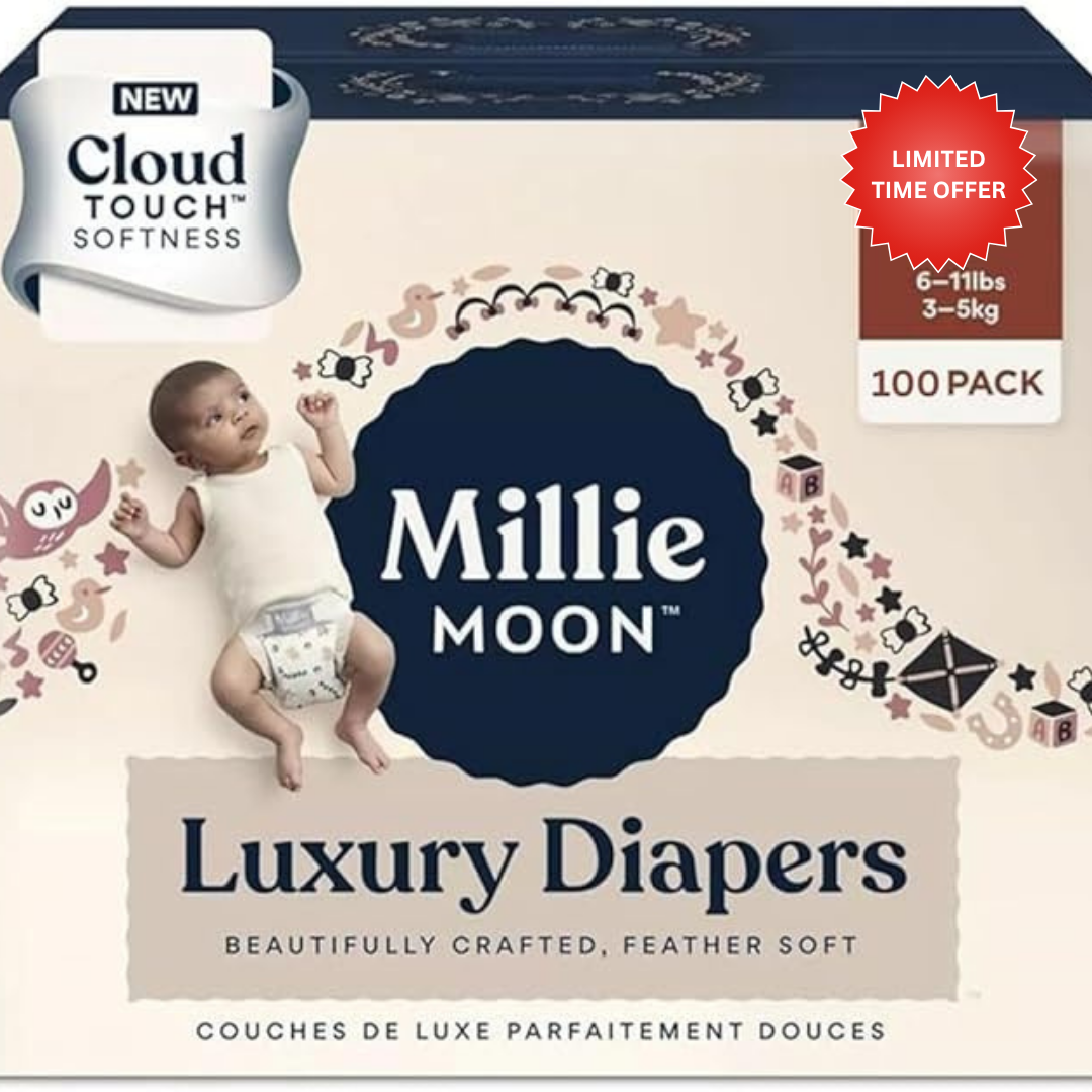 Millie Moon Luxury Disposable Diapers COUCHES DE Luxe (100 Diapers (6lbs-11lbs))