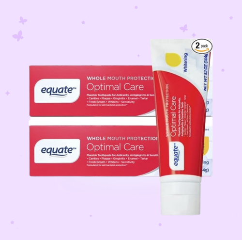 Equate Optimal Care Whole Mouth Protection Fluoride Toothpaste, Anticavity, Antigingivitis, Whitening, 5.1 oz, 2 Pack