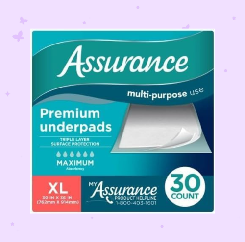 Assurance Unisex Premium Quilted Underpad, Maximum Absorbency, XL 30 Count, (Pack of 1).