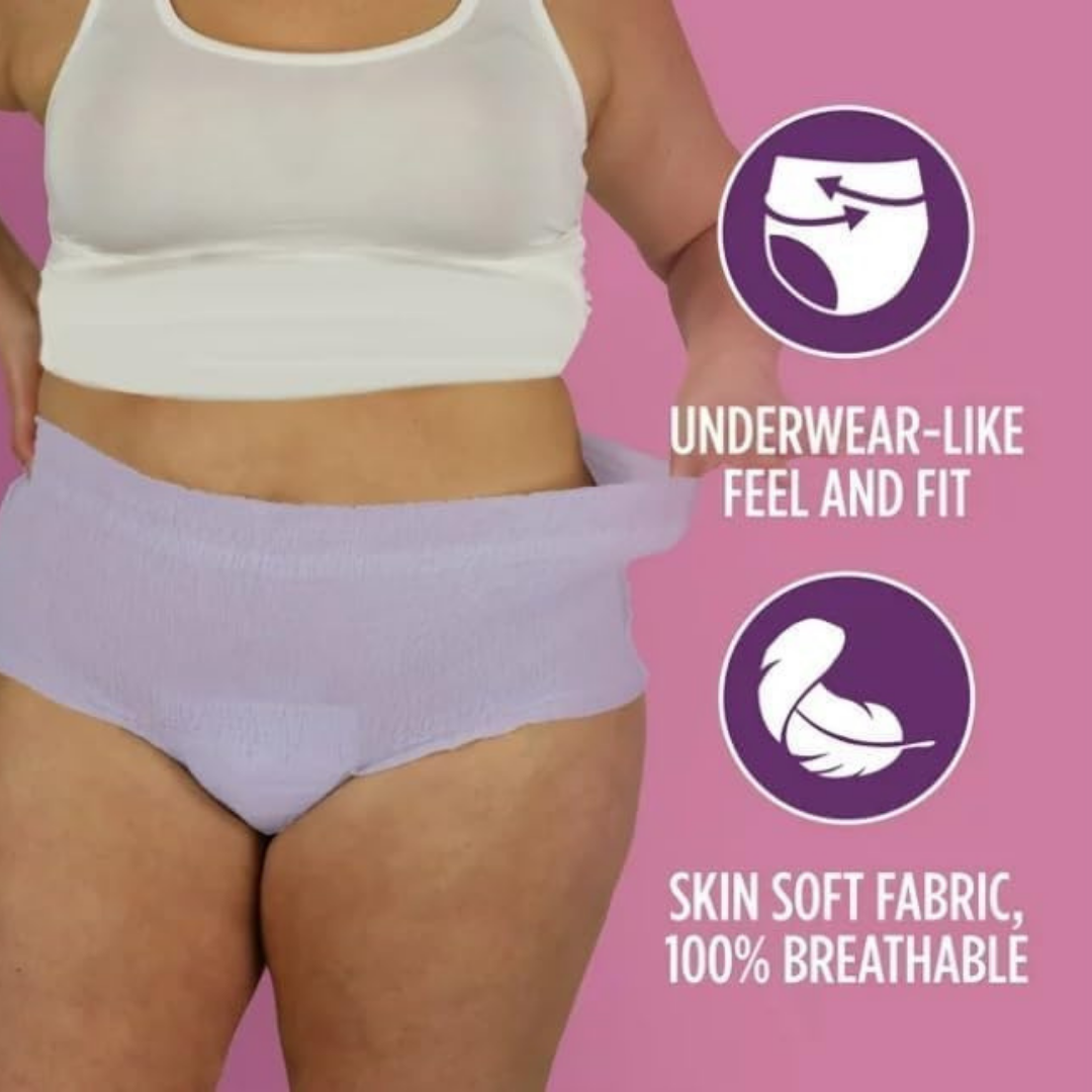 Women's Incontinence & Postpartum Underwear, L, Maximum Absorbency (19 Count), Large, Lavender