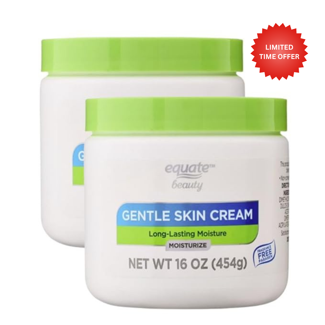 Equate Beauty Gentle Skin Cream, Long-Lasting Moisture, Fragrance Free, 16 oz (2 Pack)
