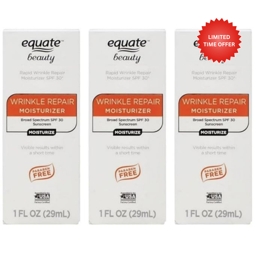 Equate Beauty Wrinkle repair Moisturizer Broad Spectrum SPF 30 1 Fl Oz (3 Pack)