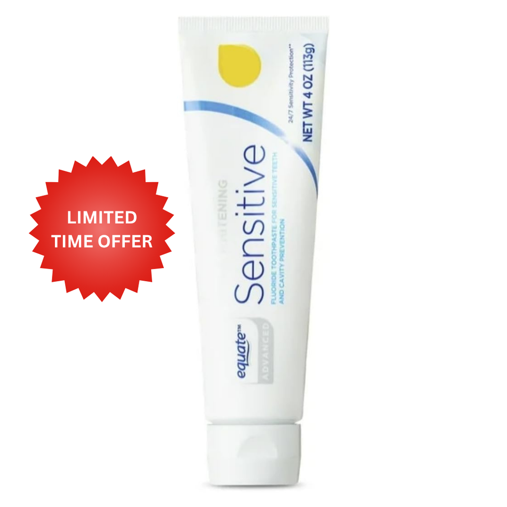 Equate Advanced Sensitive Extra Whitening Fluoride Toothpaste, 4 oz, 4 Pack, Cavity Protection