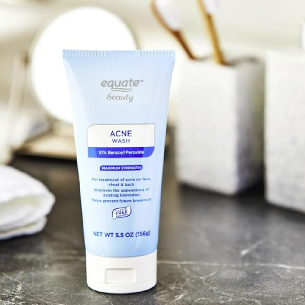 Equate Beauty Maximum Strength Acne Wash, 10% Benzoyl Peroxide, Face and Body Cleanser, 5.5 oz (2 Pack)