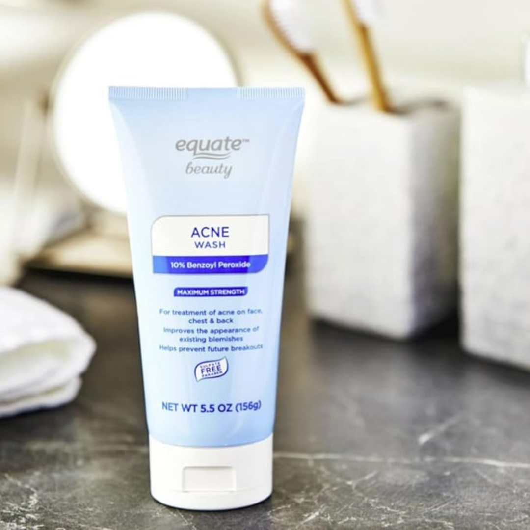 Equate Beauty Maximum Strength Acne Wash, 10% Benzoyl Peroxide, Face and Body Cleanser, 5.5 oz (2 Pack)