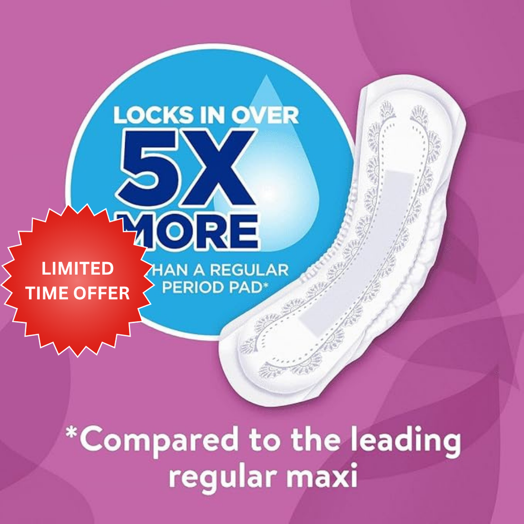 Equate Options Women's Incontinence Pads, Maximum Absorbency, Long Length (72 Count)