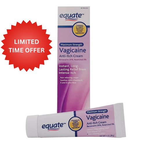 3 packs of Maximum Strength Vagicaine Anti-Itch Cream, 1oz, By Equate (3 Pack)