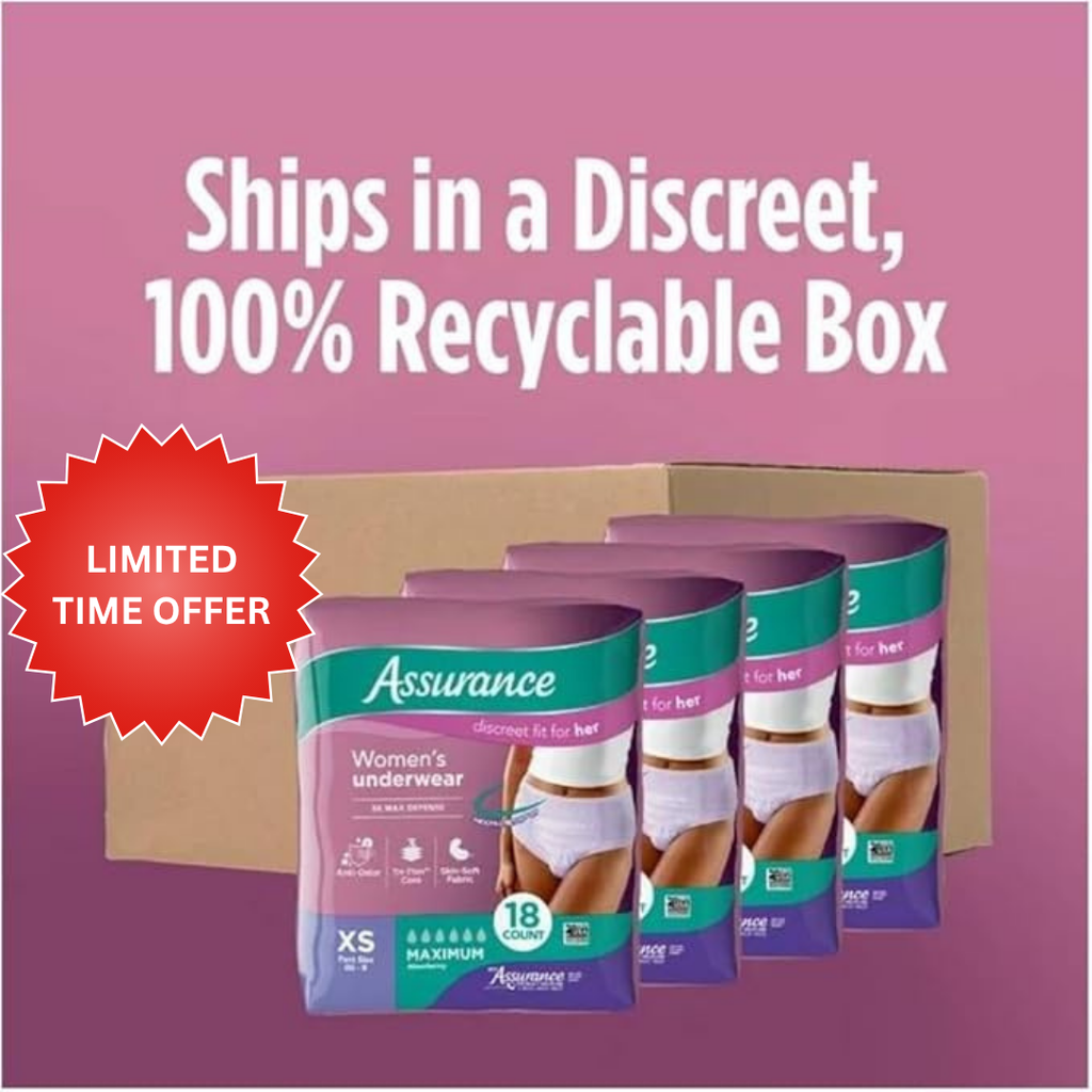 Assurance Women's Incontinence & Postpartum Underwear, XS, Maximum Absorbency (72 Count), X-Small, Purple