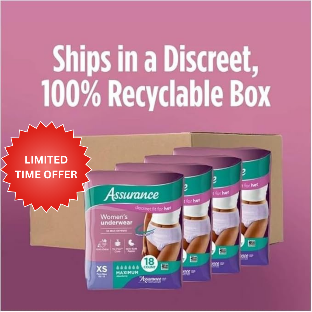 Assurance Women's Incontinence & Postpartum Underwear, XS, Maximum Absorbency (72 Count), X-Small, Purple