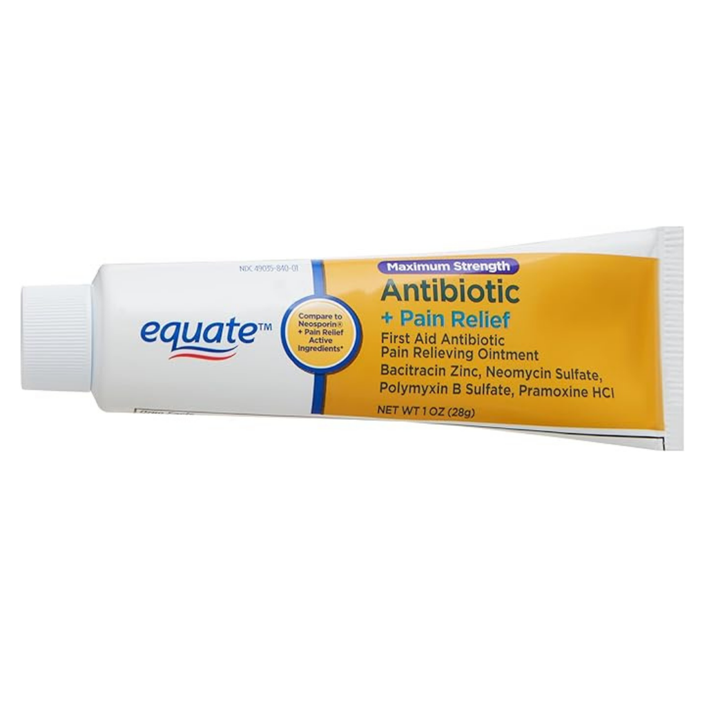 Equate Maximum Strength Triple Antibiotic Ointment Plus Pain Relief, Soothes Painful Cuts, Scrapes, and Burns, While Preventing Infection, 3 Ounce (3 Pack)
