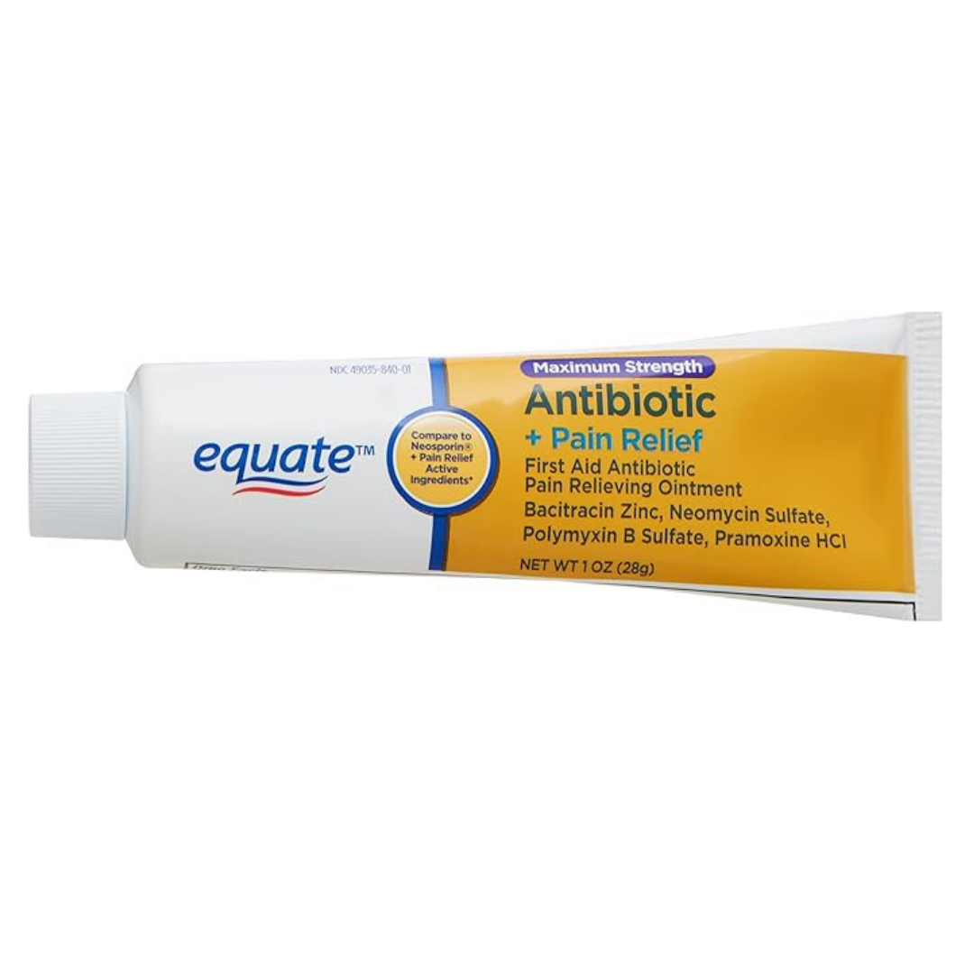 Equate Maximum Strength Triple Antibiotic Ointment Plus Pain Relief, Soothes Painful Cuts, Scrapes, and Burns, While Preventing Infection, 3 Ounce (3 Pack)