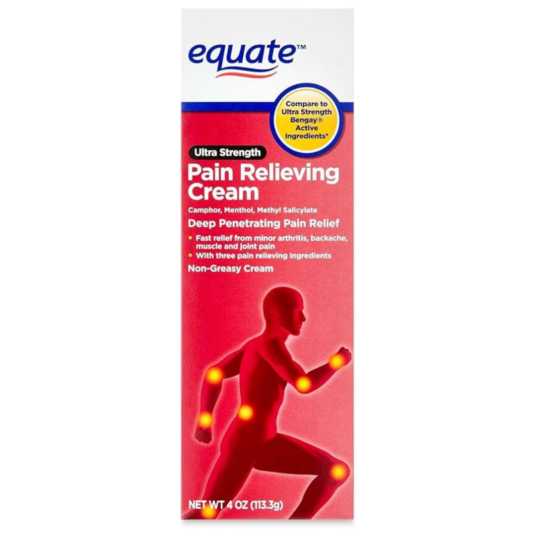 Equate Ultra Strength Pain Relieving Cream Muscle Rub, 4-Ounce Tube (2 Pack)