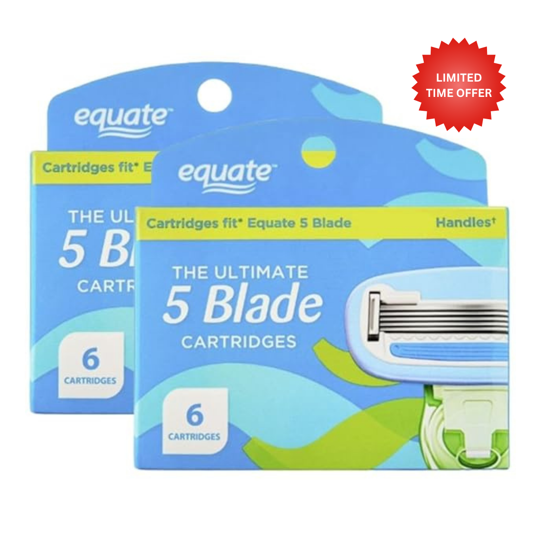 Equate Women's Ultimate 5 Blade Razor Refill Cartridges with Shea Butter, Vitamin E, 6 Count (2 PACK)