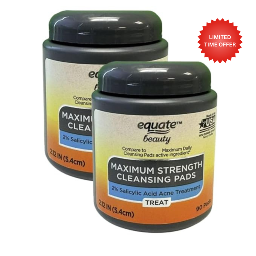 Equate Beauty Maximum Strength Cleansing Pads, 2% Salicylic Acid Acne Treatment, 90 Pads