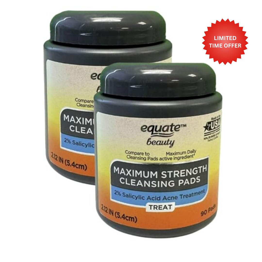 Equate Beauty Maximum Strength Cleansing Pads, 2% Salicylic Acid Acne Treatment, 90 Pads