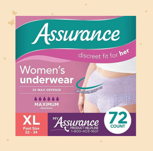 Assurance Women's Incontinence & Postpartum Underwear, XL, Maximum Absorbency (72 Count), X-Large, White
