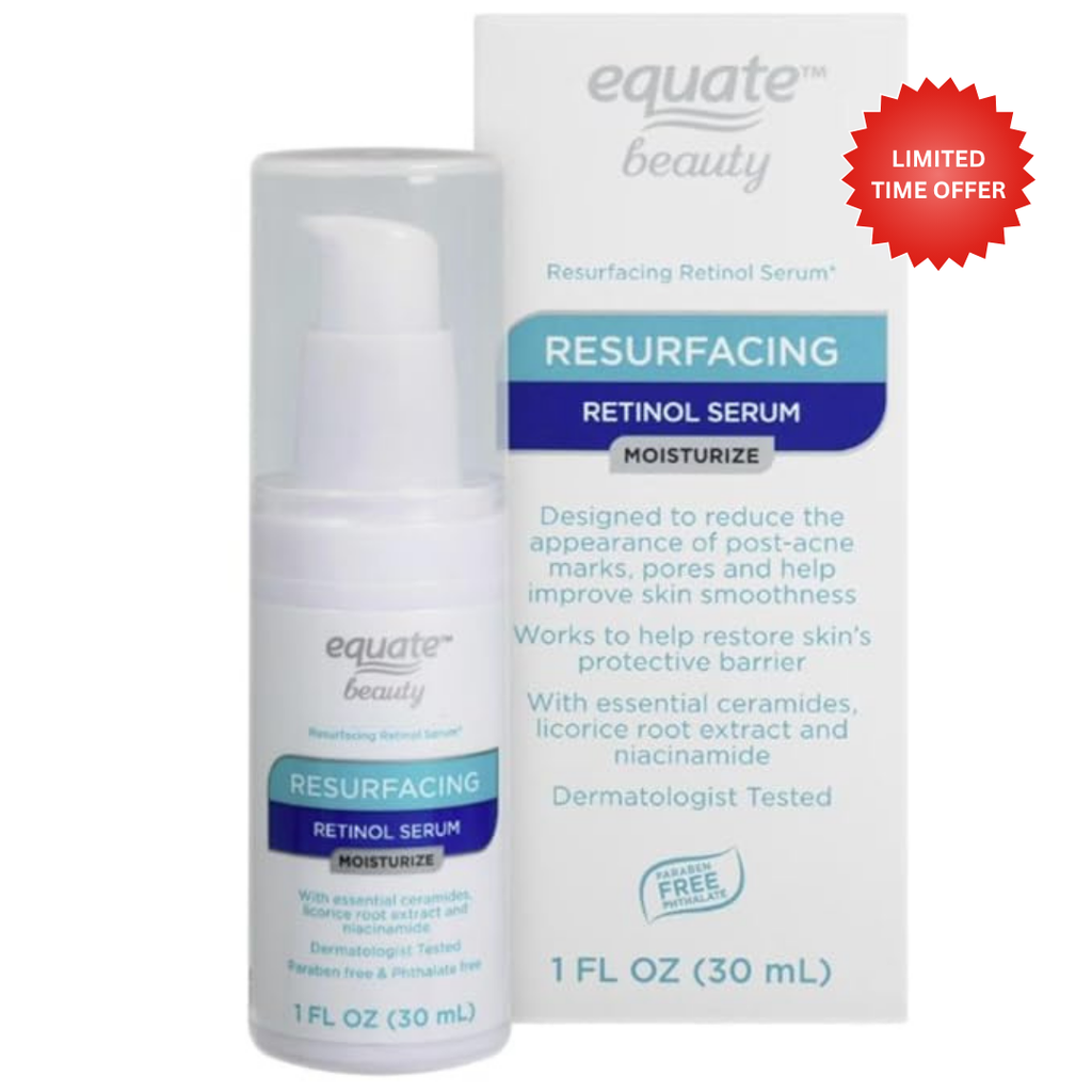 Equate Beauty Resurfacing Retinol Serum, Moisturize, with Ceramides and Niacinamide, 1 FL OZ