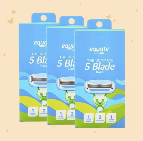 Equate The Ultimate 5 Blade Razor for Women with Shea Butter and Vitamin E, 1 Handle and 2 Cartridges, 3 Pack