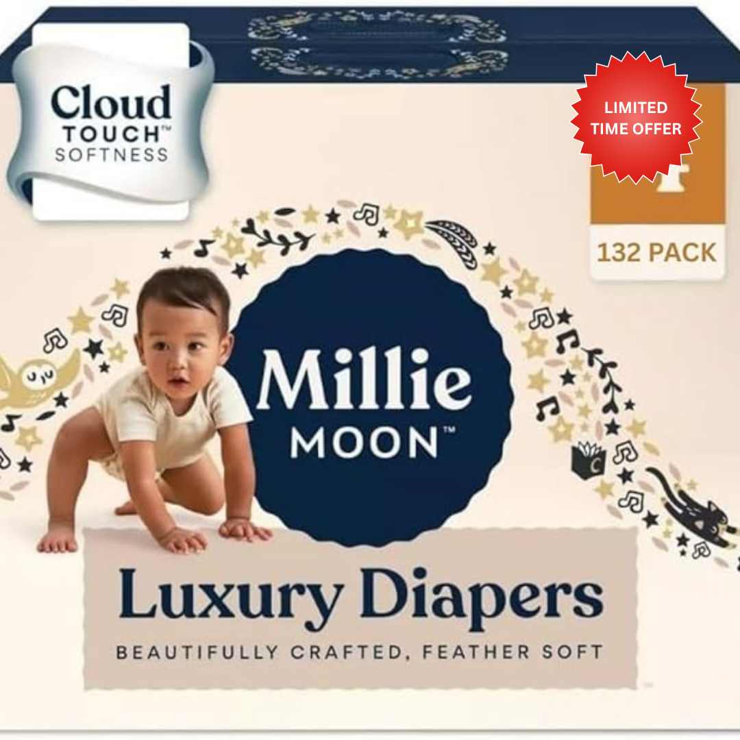 Millie Moon Luxury Diapers (Size-4 and Count-132) White(Pack of 2)